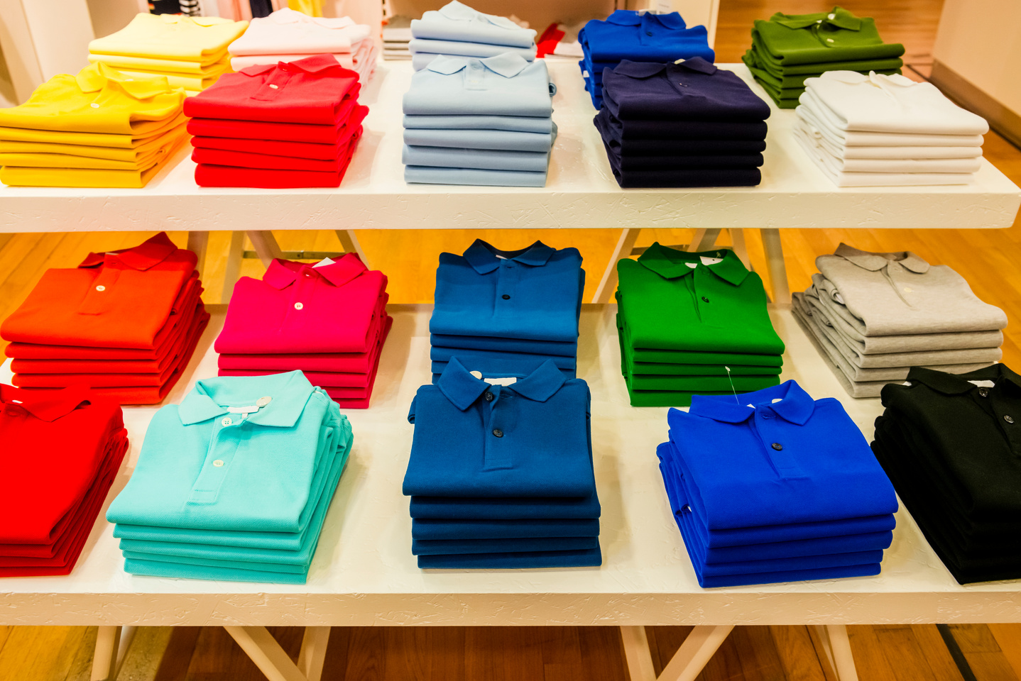variation of colorful polo-shirts